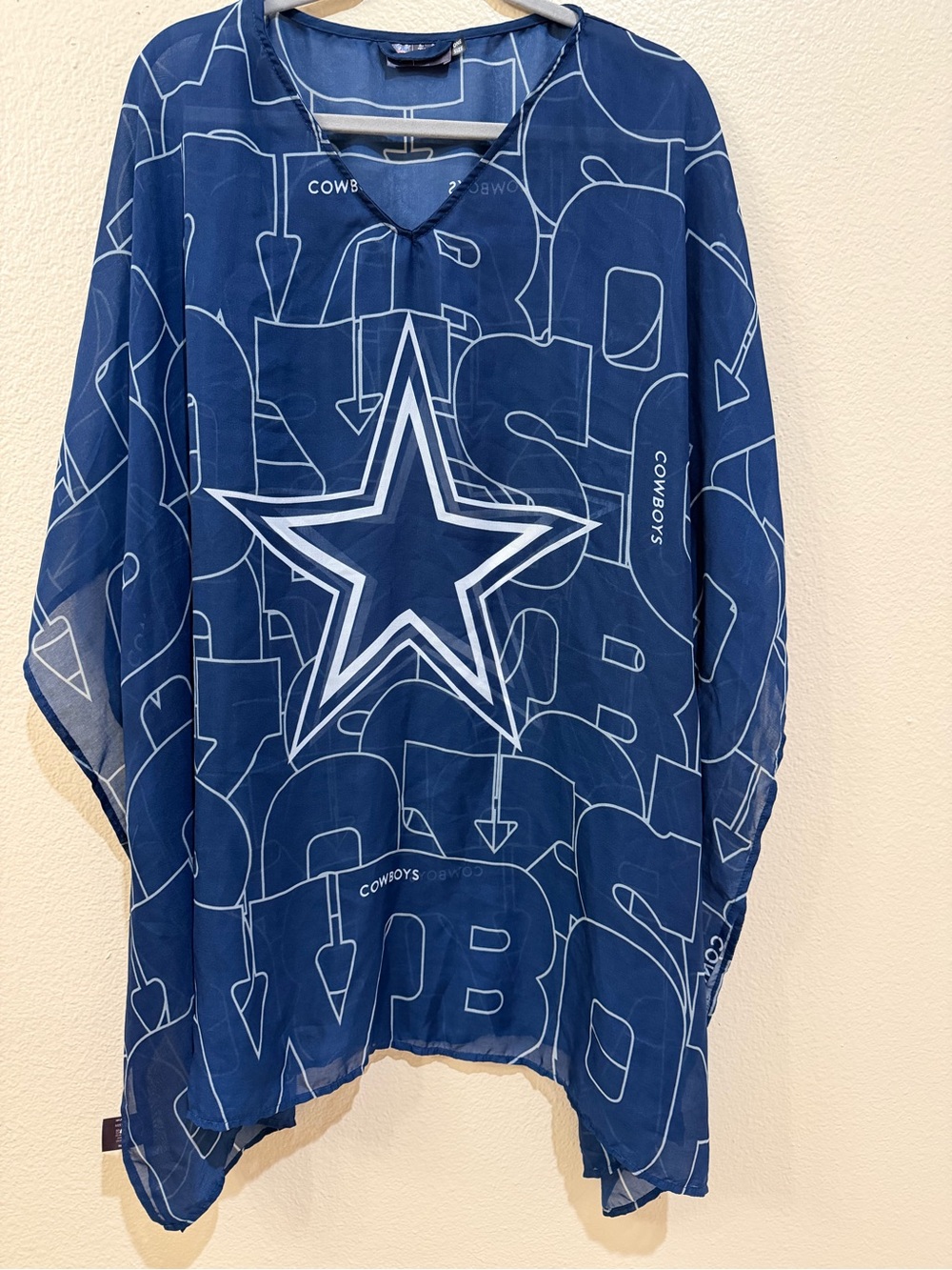 Dallas Cowboys Sheer Cover Up Poncho One Size NFL Team Apparel